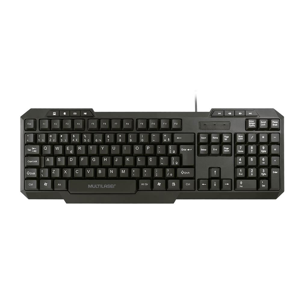 Teclado Com Fio Slim Multimídia Cabo de 130cm Resistente Água Conexão USB Preto - TC206 - 1