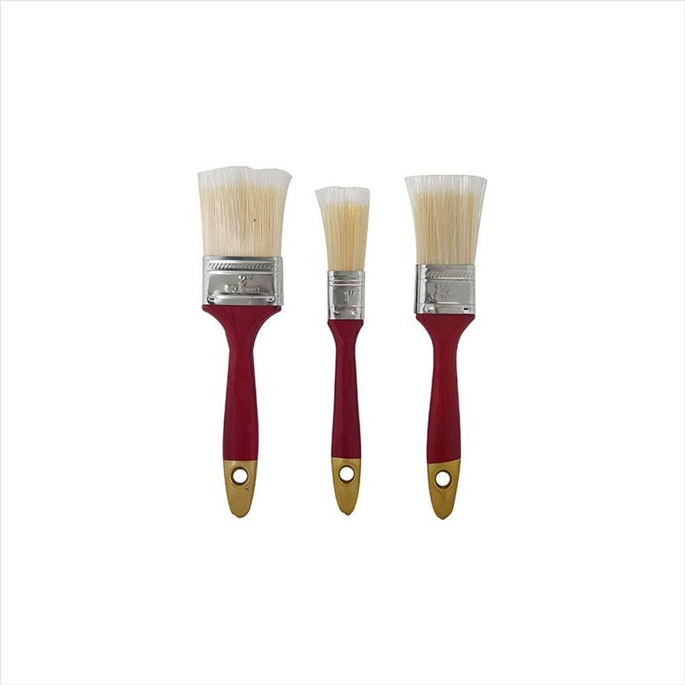 Pincel de Pintura 3 Peças Cabo Vermelho - 1