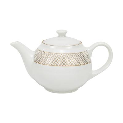 Bule Porcelana Regal Hauskraft Branco Dourado 900ml