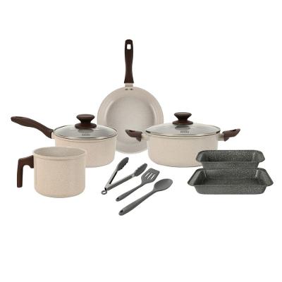 Conjunto Panelas 9 Peças Cerâmica Indução Vanilla Marble BLACK+DECKER