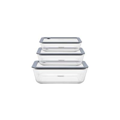 Jogo Potes Vidro Tampa Silicone 3 Peças