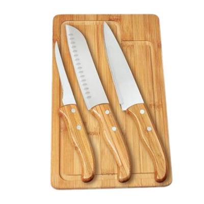 Kit Para Churrasco / Cozinha Em Bambu/Inox - 4 Pçs Welf