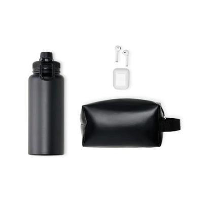 Kit Garrafa Fone Bluetooth E Necessaire - 3 Peças