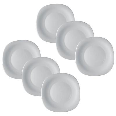 Conjunto de Pratos Fundo Bormioli Rocco Parma 23cm Vidro Temperado Branco 6 Peças