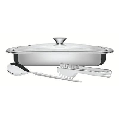 Kit Assar e Servir Tramontina Cosmos Inox Tampa Vidro 3 Peças