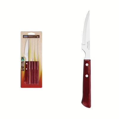 Conjunto de Facas para Churrasco Tramontina Polywood Inox Vermelho 6 Peças