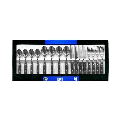Jogo de Talheres Sumay Italy 16 Peças Aço Inox Cinza/Preto