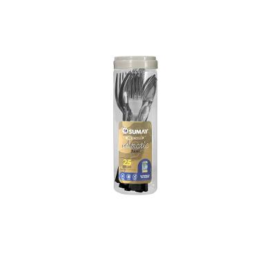 Jogo de Talheres Sumay Amatic 25 Peças Inox Cabo Cinza c/ Porta Talheres