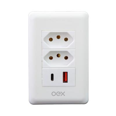 Tomada USB Duo OEX CP102 Branco OEX