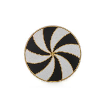 Jogo Americano Redondo Spirale, 38 cm, cor Preto e Branco, contém 6un.