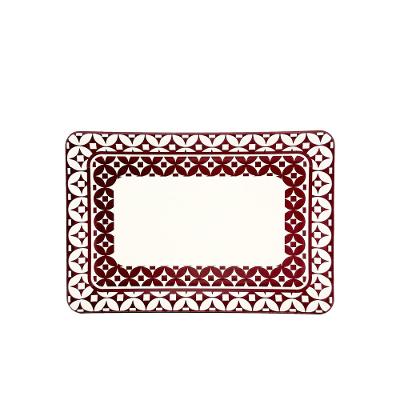 Travessa Retangular Mosaïque Fetély 30cm Bordeaux 4un