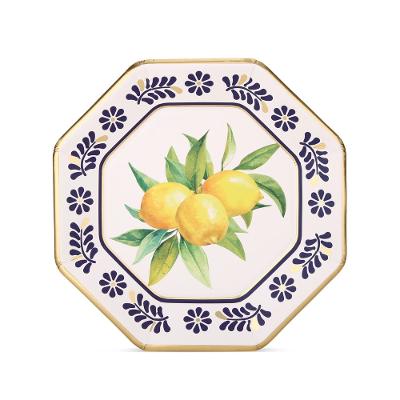Prato Raso Lemon Blue Fetély 26cm 6 Unidades