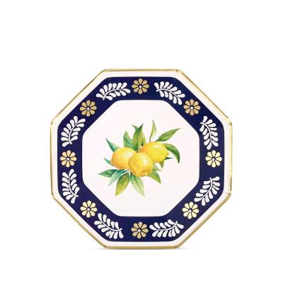 Prato Fundo Stoneware Lemon Blue Fetély 24 cm 6 Unidades