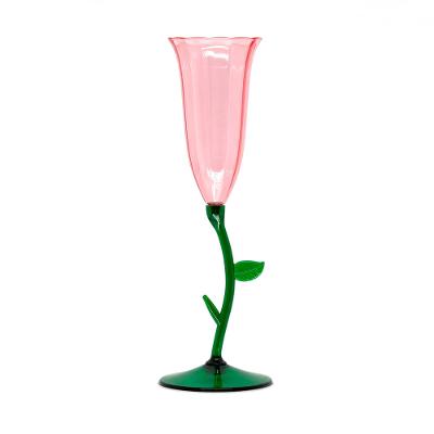 Taça Champagne Floréale Glass Fetély 90ml Green Pink 4un