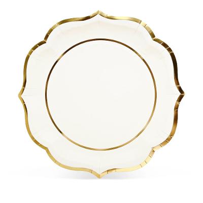 Prato Raso Piacera Fetély 28cm Branco Dourado 6 Unidades