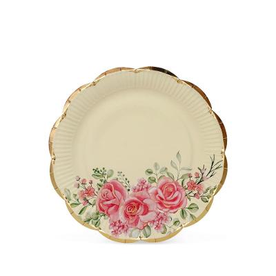 Prato Fundo Pink Flower Fetély 23 cm 6 Unidades
