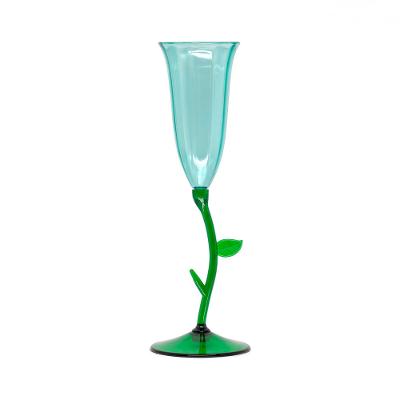 Jogo 4 Taças Champagne Floréale Glass Fetély 90ml Green Blue
