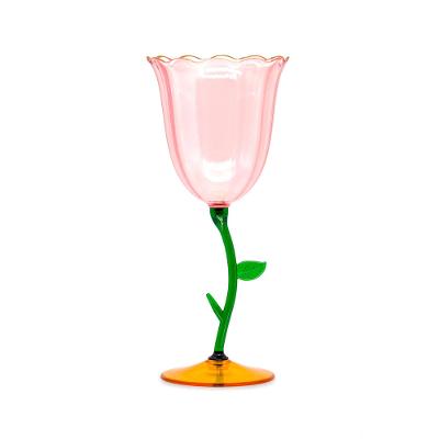 Taça Vinho Fetély Floréale Glass 265ml Pink & Gold 4un