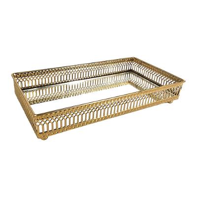 Bandeja Espelhada Adely Decor Metal 24x12,5x5cm Dourada