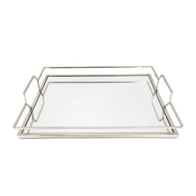 Bandeja Espelhada Adely Decor 35x25x5,5cm Prata