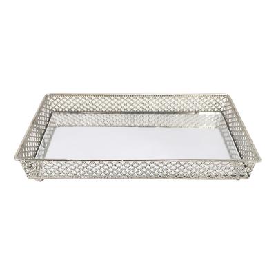 Bandeja Retangular Espelhada 24x12,5cm Dourada Adely Decor