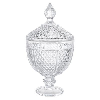 Potiche com Pé Cristal Bico de Jaca 15,2x28cm Adely Crystal
