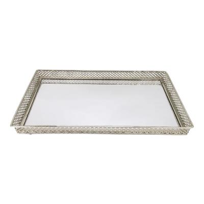 Bandeja Retangular Espelhada Adely Decor 35x20cm Prata