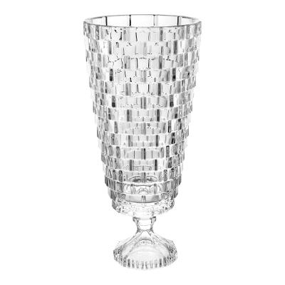 Vaso com Pé de Vidro 13,7x13,7x31,8cm Adely Crystal