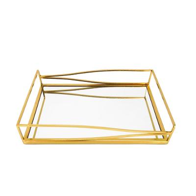 Bandeja Espelhada 35x25x5,5cm Dourada Adely Decor