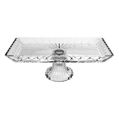 Centro de Mesa com Pé Vidro 33x16x12cm Adely Crystal