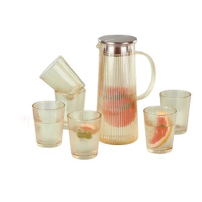 Jogo Jarra 1,4L e 6 Copos 260ml Vidro Âmbar Zahav