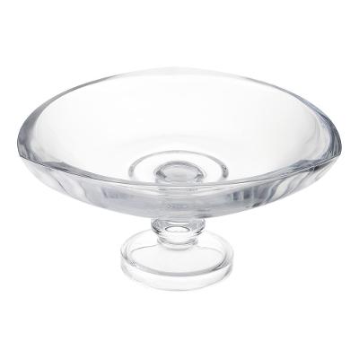 Centro de Mesa com Pé Vena Vidro 32x19cm Adely Crystal