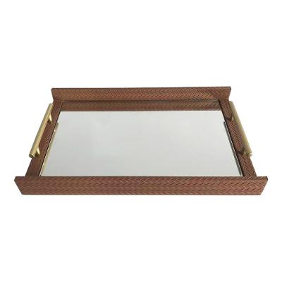 Bandeja Decorativa Espelhada Adely Decor 40x26cm Dourada
