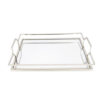 Bandeja Espelhada Adely Decor 30,5x20x5,5cm Prata