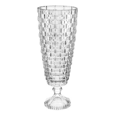 Vaso com Pé 15x15x41cm Vidro Transparente Adely Crystal