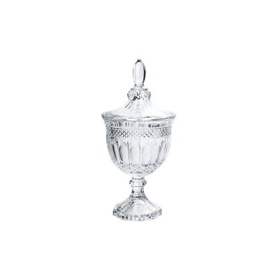 Potiche com Pé Cristal Âmbar 11,5x24,5cm Adely Crystal