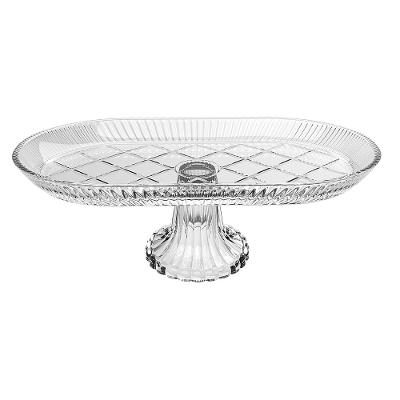 Centro de Mesa com Pé Adely Crystal 28x14x12cm Vidro