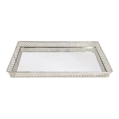 Bandeja Retangular Espelhada Dourada 30x15cm Adely Decor