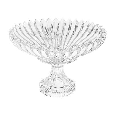 Centro de Mesa com Pé Vidro Lapidado 30cm Adely Crystal
