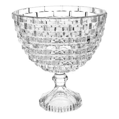 Centro de Mesa com Pé Vidro Transparente Adely Crystal