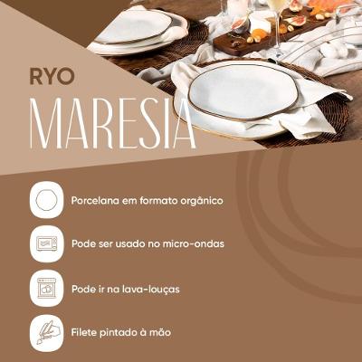 Jogo com 12 Pratos Rasos 27,5cm Oxford Ryo Maresia - Conjunto