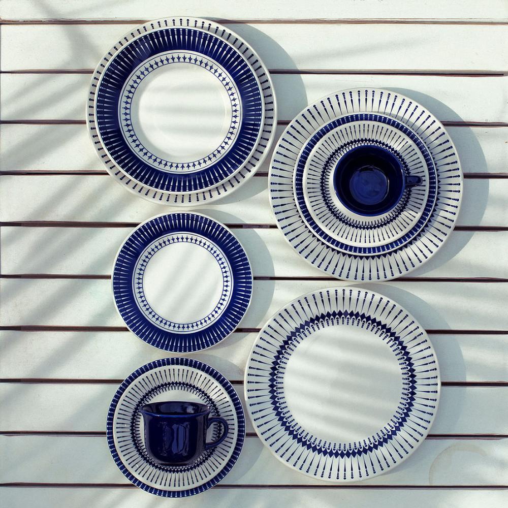 Aparelho de Jantar e Chá 40 Peças Biona Azul Donna Colb - Conjunto - 6