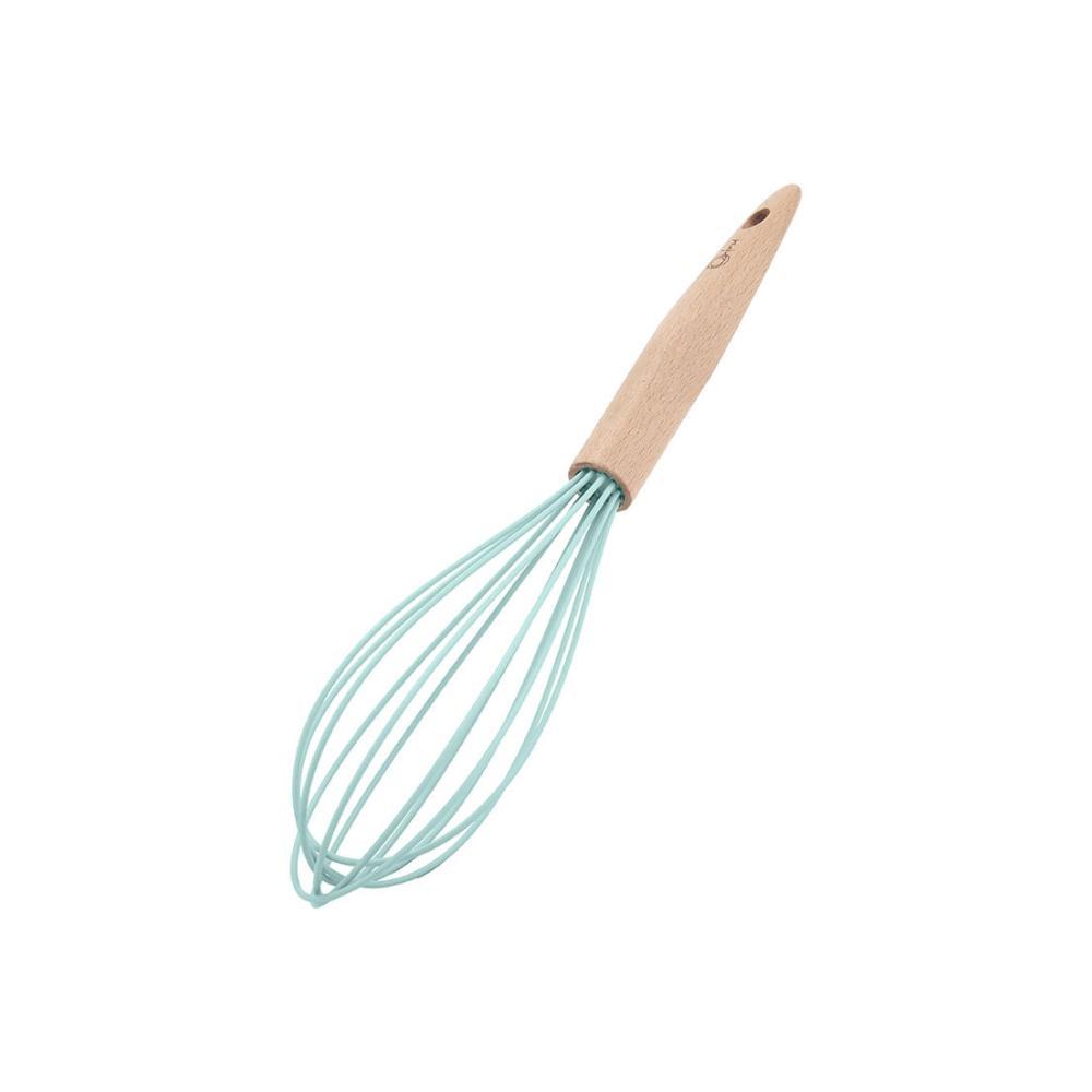 Batedor De Ovos De Silicone Com Cabo De Madeira Water Blue - Oxford - 1