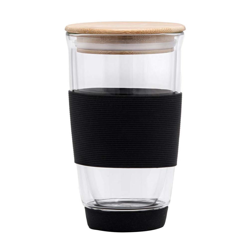 Copo de Vidro Parede Dupla com Tampa 400 ml - Oxford - 1