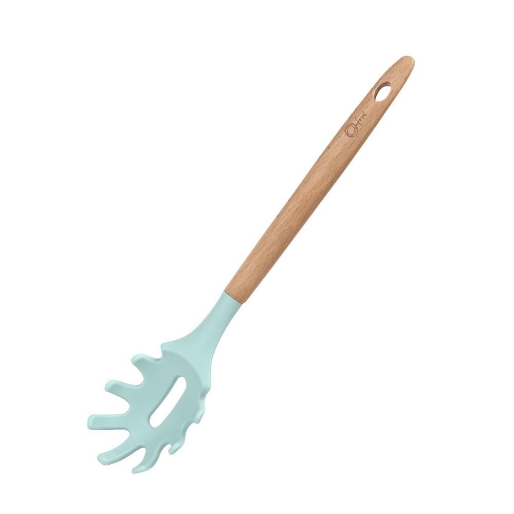 Colher Para Espaguete De Silicone Com Cabo De Madeira 32,5 Cm Water Blue - Oxford - 1