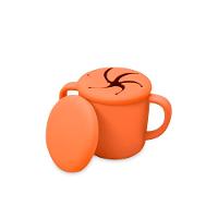Copo Infantil De Silicone Para Lanche Com Tampa Laranja - 1