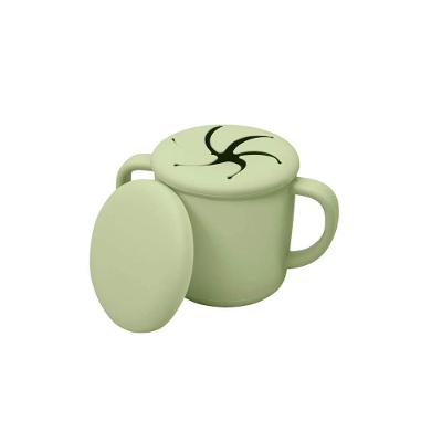 Copo Infantil De Silicone Para Lanche Com Tampa Verde