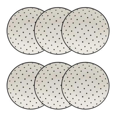 Jogo de 6 Pratos Fundos 20,5 Cm Oxford Unni Stripes And Dots