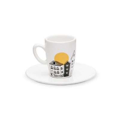 Jogo De 4 Xícaras Pequenas Espresso 75 Ml Com Pires City
