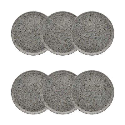 Jogo de 6 Pratos Sobremesa 20 Cm Oxford Flat Gray